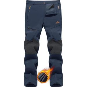 imageTACVASEN Mens Snow Ski Pants Windproof Snowboard Pants for Men Water Resistant Hiking Pants Fleece Lined Winter WorkingNavy
