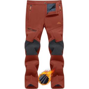 imageTACVASEN Mens Snow Ski Pants Windproof Snowboard Pants for Men Water Resistant Hiking Pants Fleece Lined Winter WorkingOrange Red