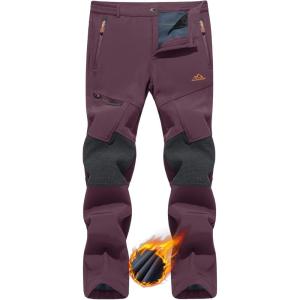 imageTACVASEN Mens Snow Ski Pants Windproof Snowboard Pants for Men Water Resistant Hiking Pants Fleece Lined Winter WorkingPurple Red