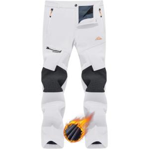 imageTACVASEN Mens Snow Ski Pants Windproof Snowboard Pants for Men Water Resistant Hiking Pants Fleece Lined Winter WorkingWhite