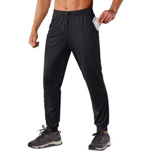 imageTACVASEN Mens Sweatpants Joggers Lightweight Workout Athletic Pants Quick Dry Elastic Waist Running Pants with PocketsBlack