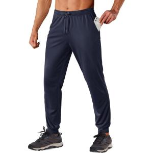 imageTACVASEN Mens Sweatpants Joggers Lightweight Workout Athletic Pants Quick Dry Elastic Waist Running Pants with PocketsNavy