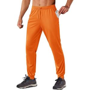imageTACVASEN Mens Sweatpants Joggers Lightweight Workout Athletic Pants Quick Dry Elastic Waist Running Pants with PocketsOrange
