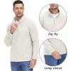 imageTACVASEN Mens Quarter Zip Sweatshirt Long Sleeve Pullover 14 Zip Up Golf Shirt for Men Winter Fleece Lined Thermal SweaterBeige