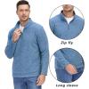 imageTACVASEN Mens Quarter Zip Sweatshirt Long Sleeve Pullover 14 Zip Up Golf Shirt for Men Winter Fleece Lined Thermal SweaterBlue Grey