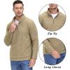 imageTACVASEN Mens Quarter Zip Sweatshirt Long Sleeve Pullover 14 Zip Up Golf Shirt for Men Winter Fleece Lined Thermal SweaterKhaki