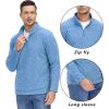 imageTACVASEN Mens Quarter Zip Sweatshirt Long Sleeve Pullover 14 Zip Up Golf Shirt for Men Winter Fleece Lined Thermal SweaterLight Blue