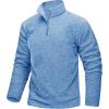 imageTACVASEN Mens Quarter Zip Sweatshirt Long Sleeve Pullover 14 Zip Up Golf Shirt for Men Winter Fleece Lined Thermal SweaterLight Blue