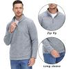imageTACVASEN Mens Quarter Zip Sweatshirt Long Sleeve Pullover 14 Zip Up Golf Shirt for Men Winter Fleece Lined Thermal SweaterLight Grey