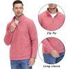 imageTACVASEN Mens Quarter Zip Sweatshirt Long Sleeve Pullover 14 Zip Up Golf Shirt for Men Winter Fleece Lined Thermal SweaterPink