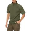 imageTACVASEN Mens Tactical Military Combat TShirt 14 Zip Short Sleeve Shirt Slim Fit Shirts Men Army Green M