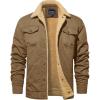 imageTACVASEN Mens Winter Jacket Sherpa Fleece Lined Cargo Coat Warm Thick Trucker Jacket with Multi PocketsKhaki