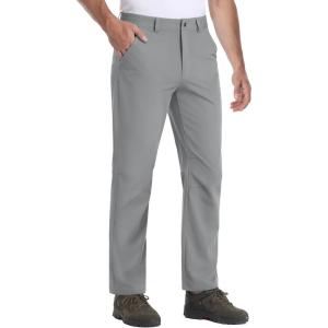 imageTACVASEN Mens Hiking Pants Stretch Lightweight Water Resistant Quick Dry Straight Fit Slacks Dress Work Casual PantsLight Grey