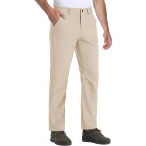 imageTACVASEN Mens Hiking Pants Stretch Lightweight Water Resistant Quick Dry Straight Fit Slacks Dress Work Casual PantsLight Khaki