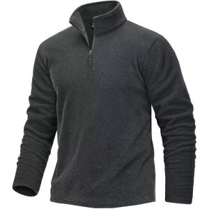 imageTACVASEN Mens Quarter Zip Sweatshirt Long Sleeve Pullover 14 Zip Up Golf Shirt for Men Winter Fleece Lined Thermal SweaterBlack