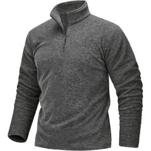 imageTACVASEN Mens Quarter Zip Sweatshirt Long Sleeve Pullover 14 Zip Up Golf Shirt for Men Winter Fleece Lined Thermal SweaterDark Grey