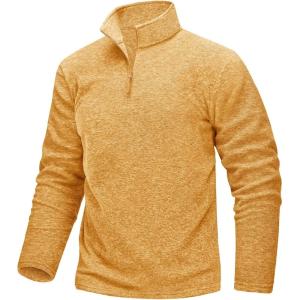 imageTACVASEN Mens Quarter Zip Sweatshirt Long Sleeve Pullover 14 Zip Up Golf Shirt for Men Winter Fleece Lined Thermal SweaterTurmeric