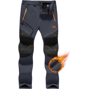 imageTACVASEN Mens Snow Ski Pants Fleece Lined Winter Hiking Pants Waterproof Insulated Pants Snowboard Work OutdoorDark Grey