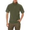 imageTACVASEN Mens Tactical Military Combat TShirt 14 Zip Short Sleeve Shirt Slim Fit Shirts Men Army Green L