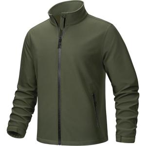 imageTACVASEN Mens Fleece Softshell Jackets Waterproof Winter Coats Warm Fleece Lined Tactical Jacket Windproof Zip PocketsArmygreen