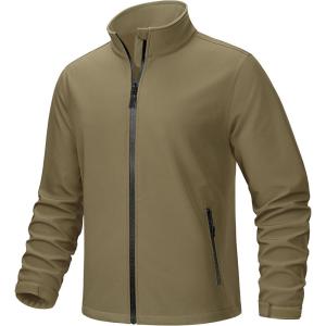 imageTACVASEN Mens Fleece Softshell Jackets Waterproof Winter Coats Warm Fleece Lined Tactical Jacket Windproof Zip PocketsKhaki