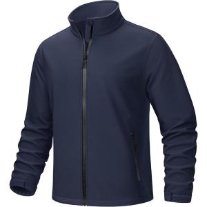 imageTACVASEN Mens Fleece Softshell Jackets Waterproof Winter Coats Warm Fleece Lined Tactical Jacket Windproof Zip PocketsNavy