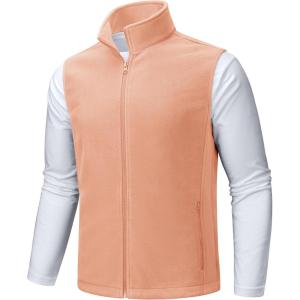 imageTACVASEN Mens Fleece Vest Zip Up Lightweight Vests Outerwear with Pockets Winter Warm Sleeveless Jacket for Hiking GolfApricot