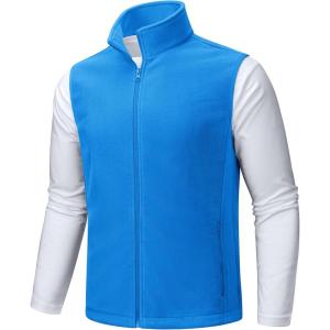 imageTACVASEN Mens Fleece Vest Zip Up Lightweight Vests Outerwear with Pockets Winter Warm Sleeveless Jacket for Hiking GolfAzure