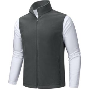 imageTACVASEN Mens Fleece Vest Zip Up Lightweight Vests Outerwear with Pockets Winter Warm Sleeveless Jacket for Hiking GolfDarkgrey