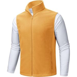 imageTACVASEN Mens Fleece Vest Zip Up Lightweight Vests Outerwear with Pockets Winter Warm Sleeveless Jacket for Hiking GolfGinger