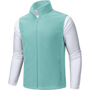 imageTACVASEN Mens Fleece Vest Zip Up Lightweight Vests Outerwear with Pockets Winter Warm Sleeveless Jacket for Hiking GolfGraygreen