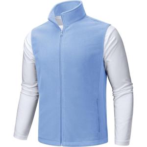imageTACVASEN Mens Fleece Vest Zip Up Lightweight Vests Outerwear with Pockets Winter Warm Sleeveless Jacket for Hiking GolfLightblue