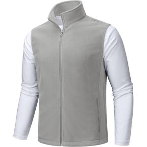 imageTACVASEN Mens Fleece Vest Zip Up Lightweight Vests Outerwear with Pockets Winter Warm Sleeveless Jacket for Hiking GolfLightgrey