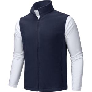 imageTACVASEN Mens Fleece Vest Zip Up Lightweight Vests Outerwear with Pockets Winter Warm Sleeveless Jacket for Hiking GolfNavy