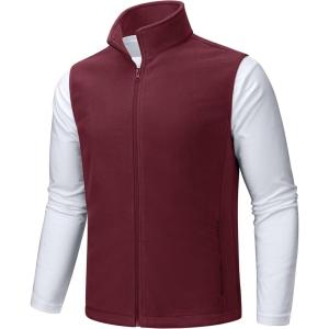 imageTACVASEN Mens Fleece Vest Zip Up Lightweight Vests Outerwear with Pockets Winter Warm Sleeveless Jacket for Hiking GolfWinered