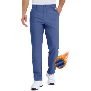 imageTACVASEN Winter Golf Pants for Men Fleece Lined Work Business Casual Dress Slacks Water Resistant Stretch Warm TrousersBluegray