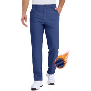 imageTACVASEN Winter Golf Pants for Men Fleece Lined Work Business Casual Dress Slacks Water Resistant Stretch Warm TrousersSkyblue
