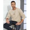 imageTACVASEN Mens Crewneck Sweatshirt Warm Sherpa Lined Sweatshirts Heavyweight Long Sleeve Underwear Winter Fleece PulloverLight Khaki
