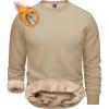 imageTACVASEN Mens Crewneck Sweatshirt Warm Sherpa Lined Sweatshirts Heavyweight Long Sleeve Underwear Winter Fleece PulloverKhaki