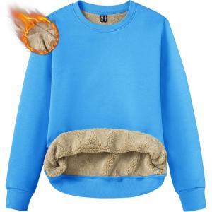 imageTACVASEN Womens Sherpa Lined Sweatshirts Casual Crewneck Cute Fleece Pullover Long Sleeve Thermal ShirtsIce Blue