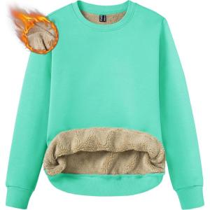 imageTACVASEN Womens Sherpa Lined Sweatshirts Casual Crewneck Cute Fleece Pullover Long Sleeve Thermal ShirtsMint Green