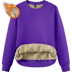 imageTACVASEN Womens Sherpa Lined Sweatshirts Casual Crewneck Cute Fleece Pullover Long Sleeve Thermal ShirtsPurple