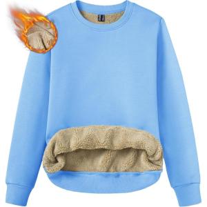 imageTACVASEN Womens Sherpa Lined Sweatshirts Casual Crewneck Cute Fleece Pullover Long Sleeve Thermal ShirtsSky Blue