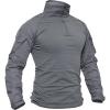 imageTACVASEN Mens Tactical Shirt Long Sleeve Combat Shirt 14 Zip with Pockets Military Army Paintball Airsoft BreathableLight Grey