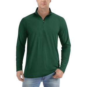 imageTACVASEN Mens Long Sleeve Athletic Shirts 14 Zip Sun Protection Rash Guard UPF 50 Outdoor Hiking Running TShirtsDark Green