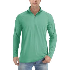 imageTACVASEN Mens Long Sleeve Athletic Shirts 14 Zip Sun Protection Rash Guard UPF 50 Outdoor Hiking Running TShirtsGrey Green