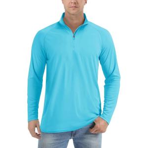 imageTACVASEN Mens Long Sleeve Athletic Shirts 14 Zip Sun Protection Rash Guard UPF 50 Outdoor Hiking Running TShirtsIce Blue