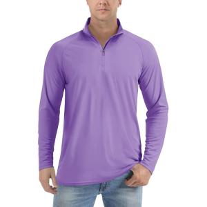 imageTACVASEN Mens Long Sleeve Athletic Shirts 14 Zip Sun Protection Rash Guard UPF 50 Outdoor Hiking Running TShirtsLight Purple