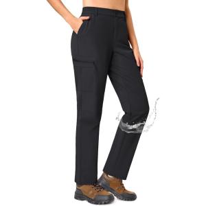 imageTACVASEN Womens Hiking Cargo Pants Lightweight Water Resistant Quick Dry Outdoor Work Mountain Trouser Zipper PocketsBlack