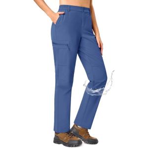 imageTACVASEN Womens Hiking Cargo Pants Lightweight Water Resistant Quick Dry Outdoor Work Mountain Trouser Zipper PocketsBluegray